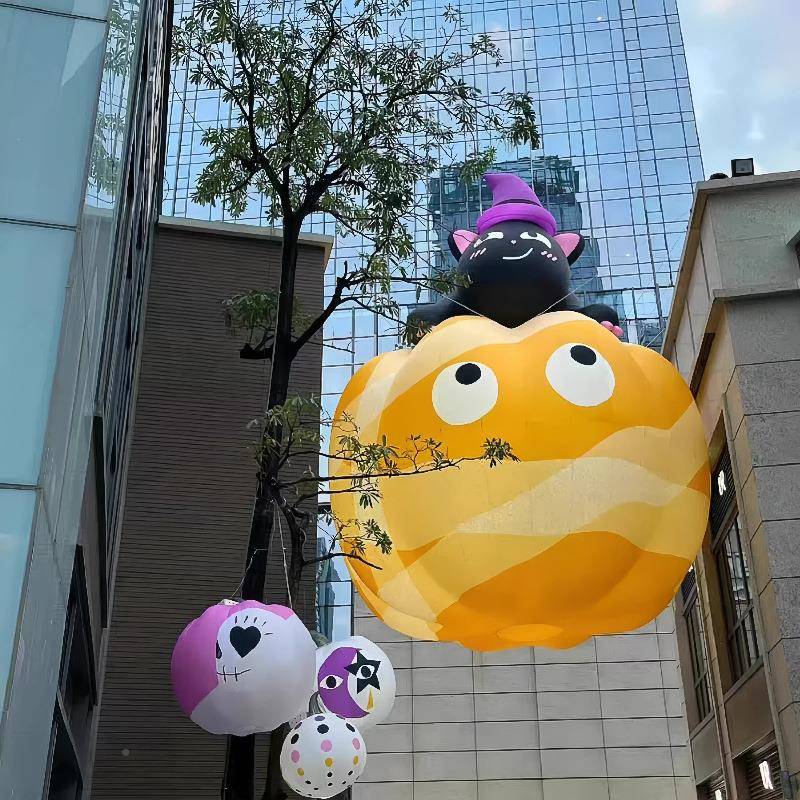 充气南HIE瓜气模万圣节酒吧装门饰卡发光道具鬼骷髅头户外通美陈