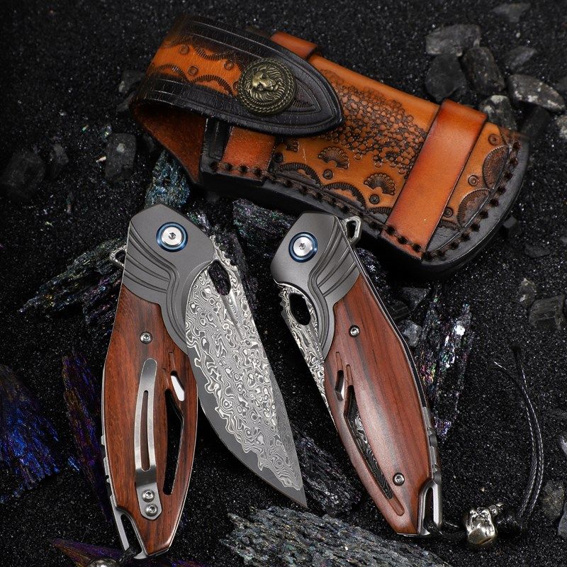 速发武神锻造身马士革钢折刀叠手工锋利小刀户外生存刀随大具