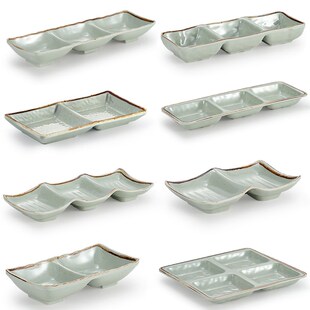 速发日式料味蘸料碟商用火锅连肉调调蘸酱碟子分格烤体双格两格三