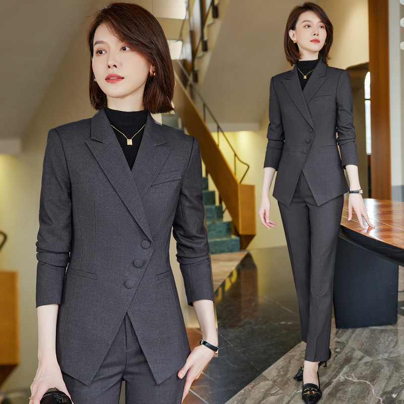 速发灰色套装职业装正冬气质神范秋装西服外套经理工作服