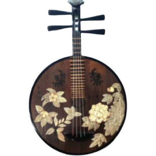 乐器月琴彩绘实木厂家直销家装饰品挂件家居摆设复T古京剧民乐琵