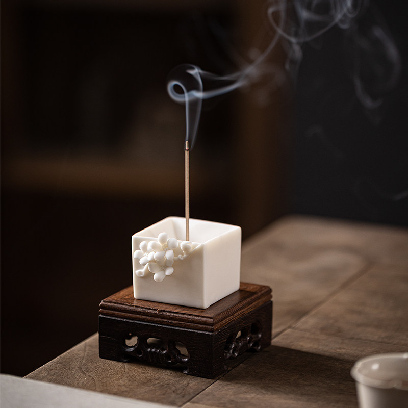 日式手工c捏花梅花线香炉家用室内茶桌白瓷香台香座立式香插小摆,家居饰品,香托/香盘/香座/香插,淘宝优惠券,粉丝福利购,淘宝优惠卷