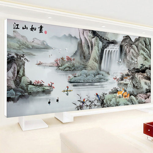 蒙娜丽莎十字绣2021新款客厅大幅江F山如画山水画风景手工自己线