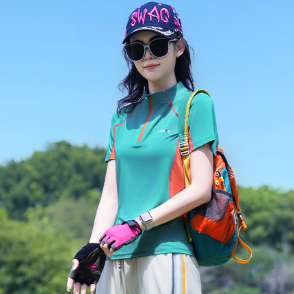 户外冰丝轻薄透气速干衣女夏季简约时尚跑步运动休闲显瘦短袖T恤