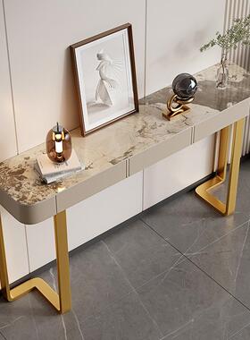 z%玄关桌端台岩板代网红意式入1户柜简约现轻奢景半客厅靠圆墙供