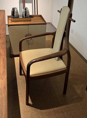 北美胡桃木茶木桌黑HVZ椅组合式家用客厅室实办公泡茶桌茶室接待