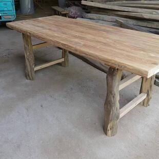 老榆木桌柏木桌腿茶书桌实木板复无品牌/木古板吧台原木风门化餐