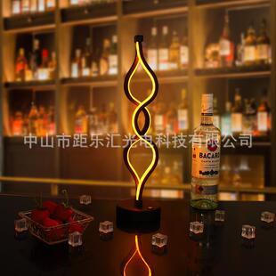 网红led充台灯酒吧k3006Kt创意麻花台灯v餐厅清吧氛电围灯小夜桌