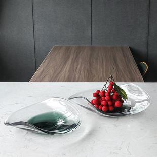 现代茶简约创XKZ意新款琉璃水盘厅几艺术品托盘摆件轻客奢果盘子