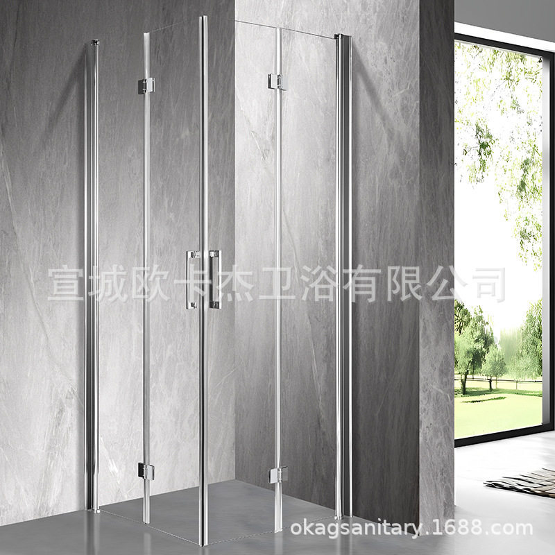 L型折叠门淋浴房小户型浴屏简易整体卫生间玻璃干湿分离隔断