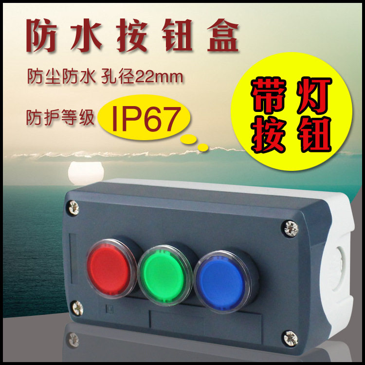 XB5防水IP67带灯按钮盒3位复位