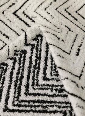 现代简约样旗板尾间搭ZFD毯黑白波浪纹搭酒店床床巾巾民宿软装床