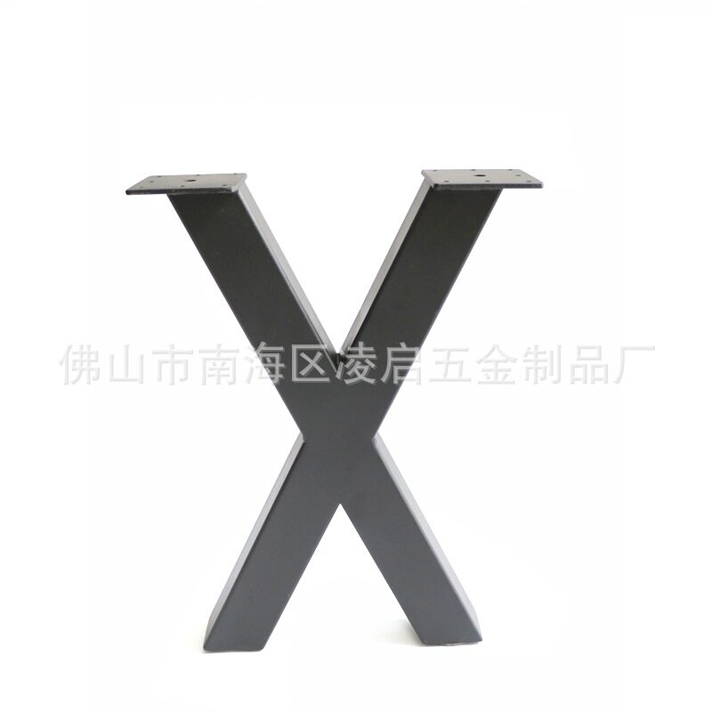 16寸X型金属方管桌脚400mm黑色