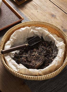 竹收纳筐手工簸箕圆形筲箕竹子篮竹制品家编用筛有孔水果篮洗OVE