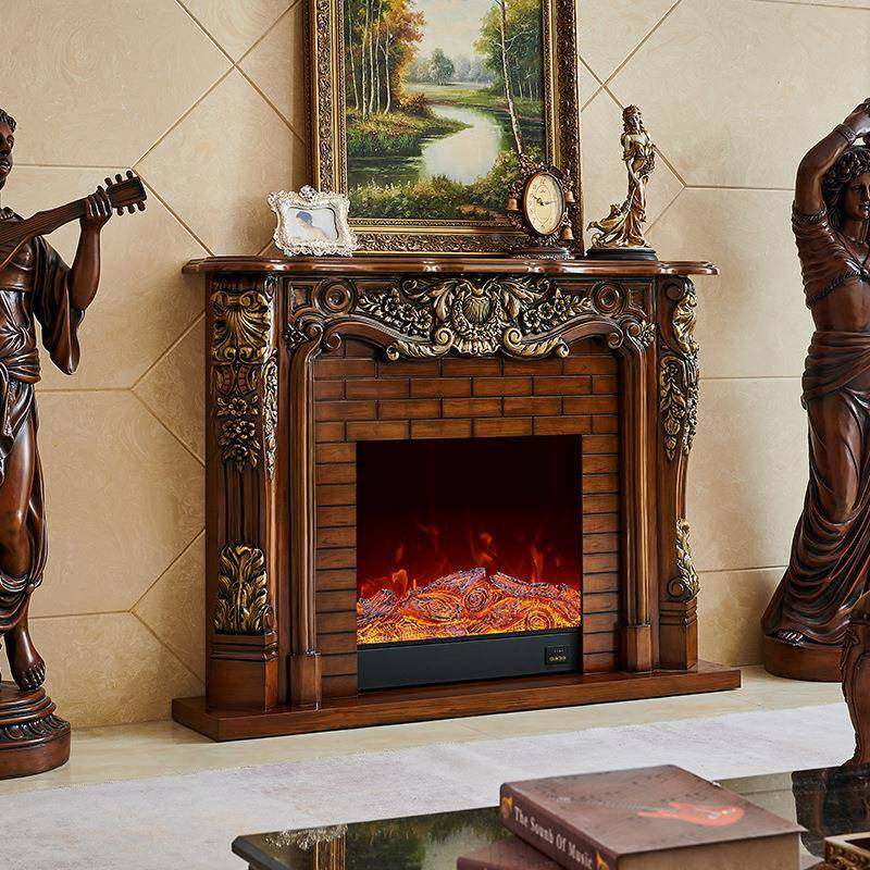 1.5米欧式壁用炉实木复古美家别墅饰客厅仿真火焰壁炉式268装柜取