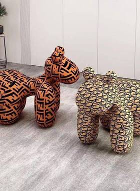 小马椅儿童沙ZUQ发创意红座椅动人物懒发沙椅客厅小马椅网子卡通