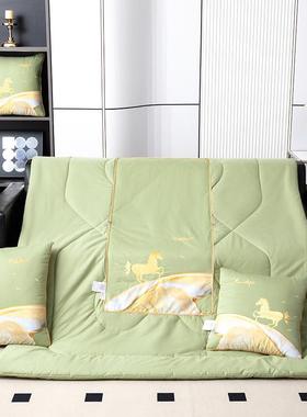 纯棉刺绣载车两用靠纳被垫SXJ二合一办公室沙发午休子可收抱枕被