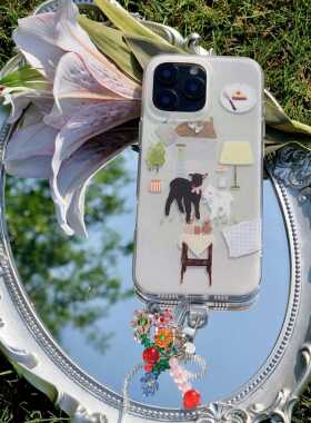 NOWTOO@原创春日漫步黑白小羊双层imd磨砂手机壳苹果15/16/17promax适用