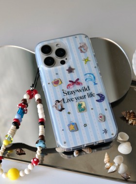 NOWTOO@Y2K新款海洋系列原创夏日海洋条纹动物imd手机壳苹果13/14/15/16/17promax适用