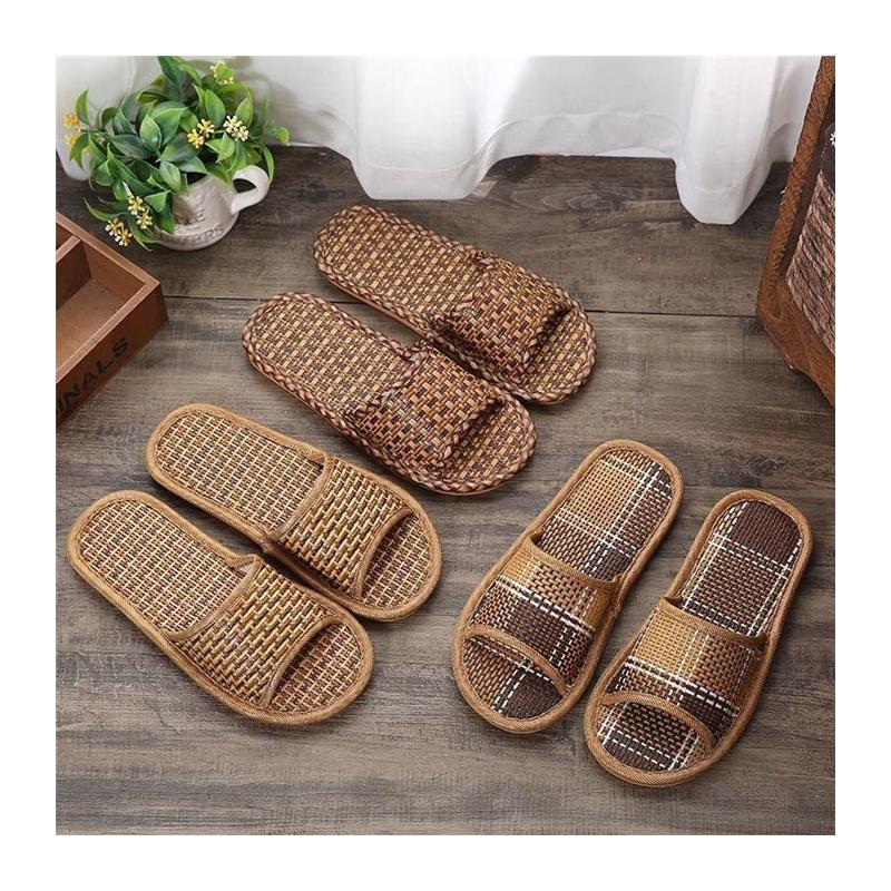 家用夏季草编亚麻藤草男女室内凉拖鞋清凉草席家居防滑地板拖鞋TJ