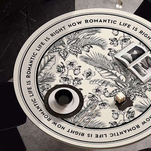 桌垫桌布轻奢高级感热带素描花台布防水防油免洗圆桌茶几垫布几何