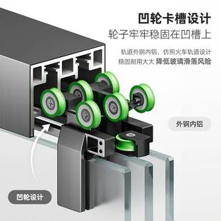 一字型三联动淋浴房型材配件浴室隔断干湿分离不锈钢现代简约