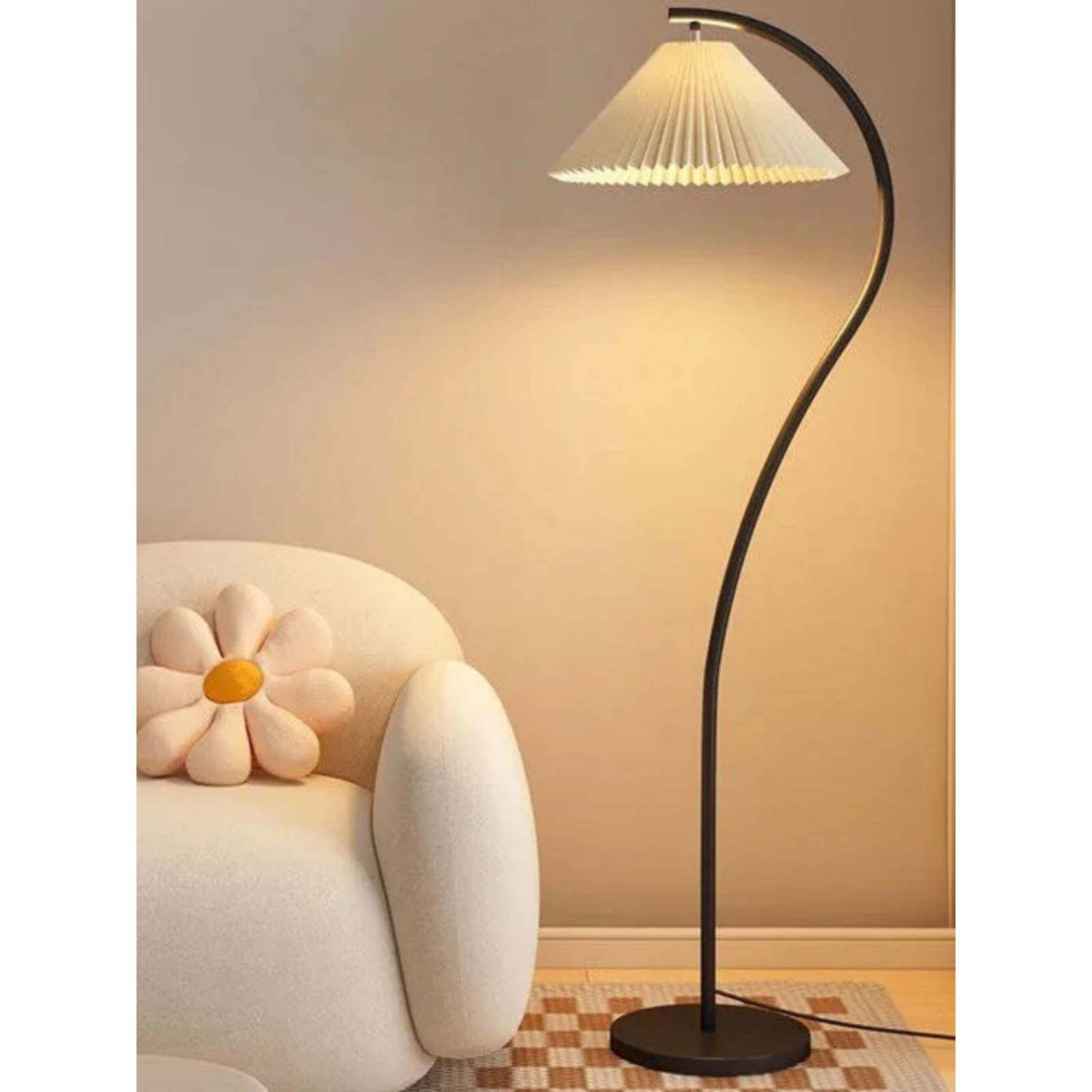 法式vintage落地灯复古奶油客厅卧室床头立式台灯日式百褶氛围灯