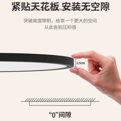 超薄PC无缝隙普瑞灯卧室阳台吸顶灯全光谱高显指智能语音控制灯具