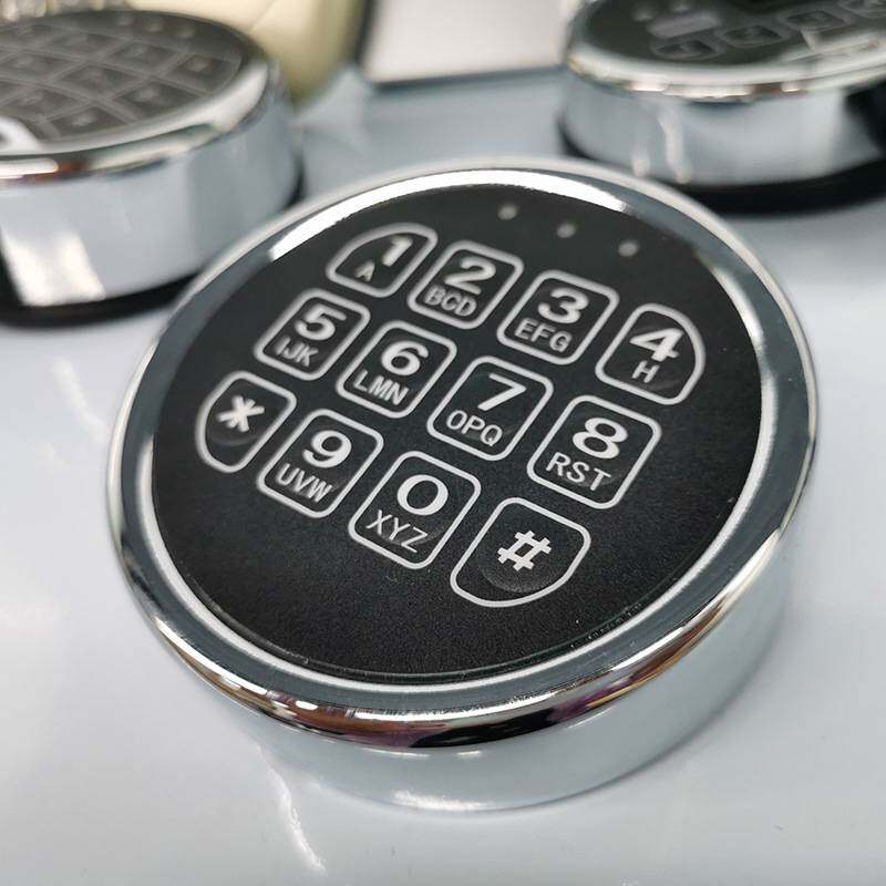 保险箱密码锁带应急钥匙圆形保险柜锁配件镀铬键盘家用防水防盗锁