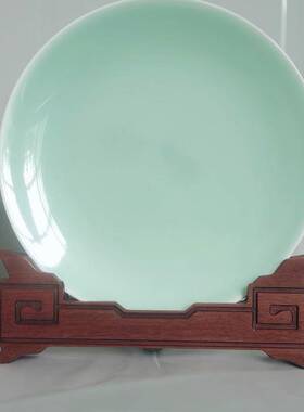 实木雕刻工艺品底座花盆花瓶石头客厅摆件装饰品木雕圆形木质托架