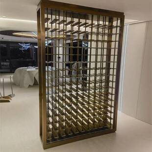 高档发光不锈钢亚克力酒柜客厅隔断柜轻奢红酒展示架千层展示柜
