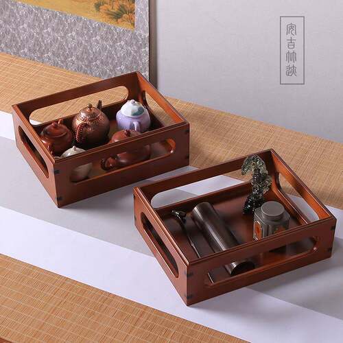 竹制多宝阁茶具文玩收纳箱多层自由叠加乾坤百宝箱桌面展示架茶台