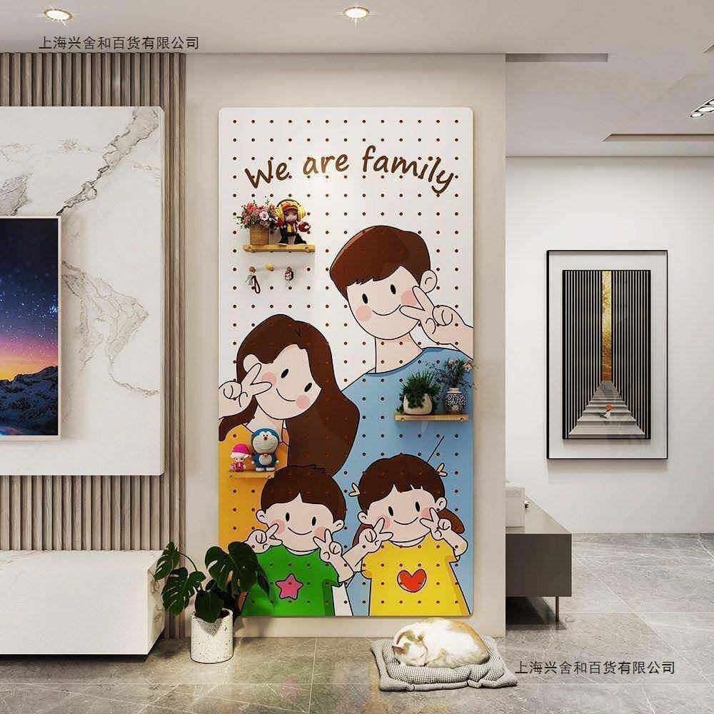 家用实木洞洞板图案彩绘墙面入户门儿童房幼儿园装饰收纳