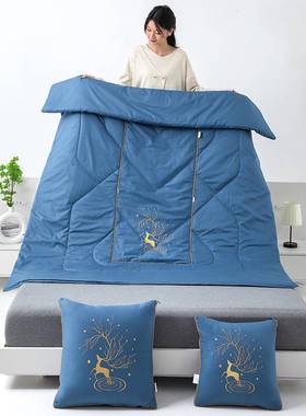 新款全棉加密13372靠垫被星空鹿抱枕被梅花鹿纯棉