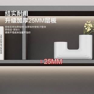 文件柜办公室老板桌背景柜轻奢木质展示书柜灯带设计靠墙落地柜子