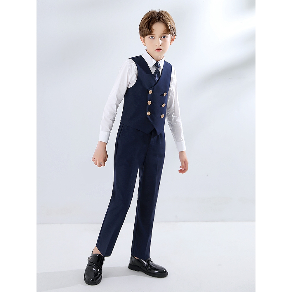 儿童西装马甲套装男童灰色英伦风礼服花童演出服主持人帅气高档