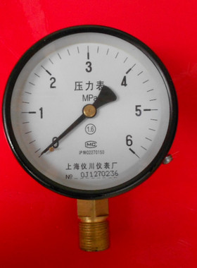 上海仪表压力表 Y-100  0-6MPA 螺纹M20*1.5 表径100mm 精度1.6级