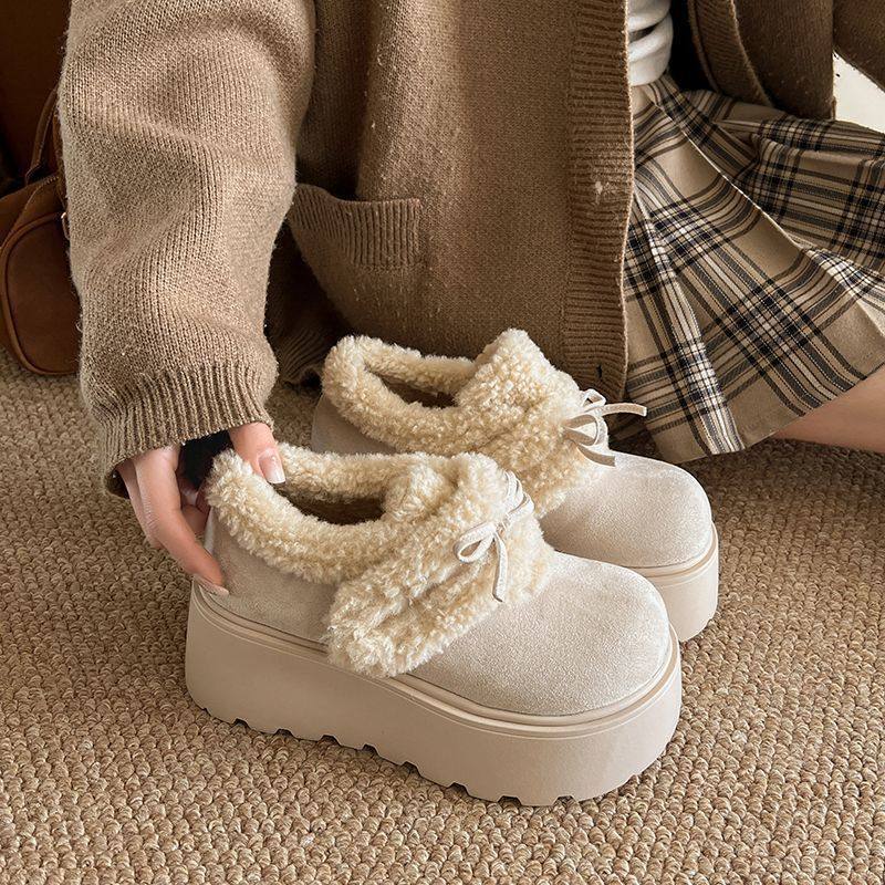 小个子增高蝴蝶结棉鞋2026冬新款加绒保暖毛绒雪地厚底全包勃肯鞋,女鞋,棉鞋,淘宝优惠券,粉丝福利购,淘宝优惠卷