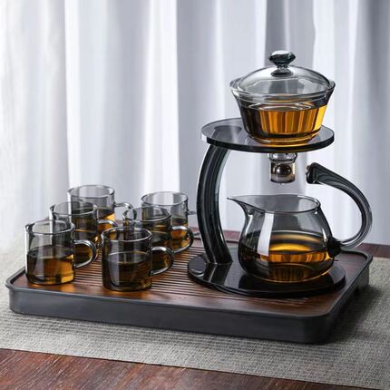 高档玻璃分茶器懒j人泡茶具家用办公司半自动磁吸冲泡茶壶煮茶神