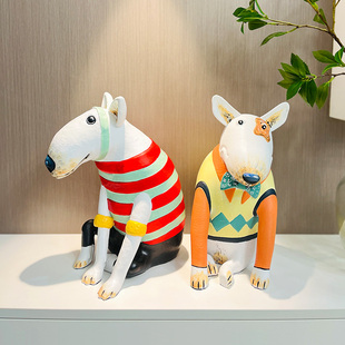 速发牛头梗小狗摆件奶物雕塑客厅玄关电视柜家居装饰品动油风