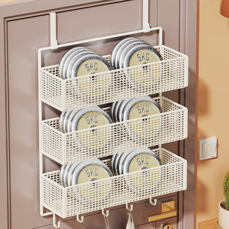 速发免打孔挂篮带挂钩置物架收纳室多功能门上挂架架挂衣浴架门后