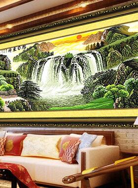 2025年新款绣十字绣旭日东升成品机绣好的出售客厅新品山水画风景