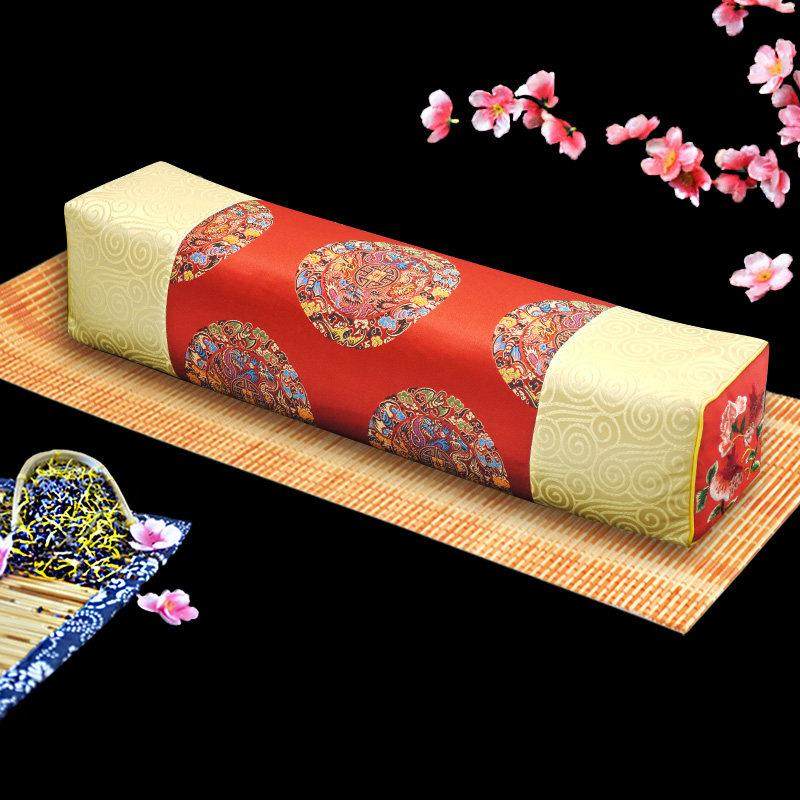 绣花锦缎决明子颈椎龙纹枕头花草荞麦茶叶枕芯牵引护颈椎方形丝绸,床上用品,枕头/枕芯,淘宝优惠券,粉丝福利购,淘宝优惠卷