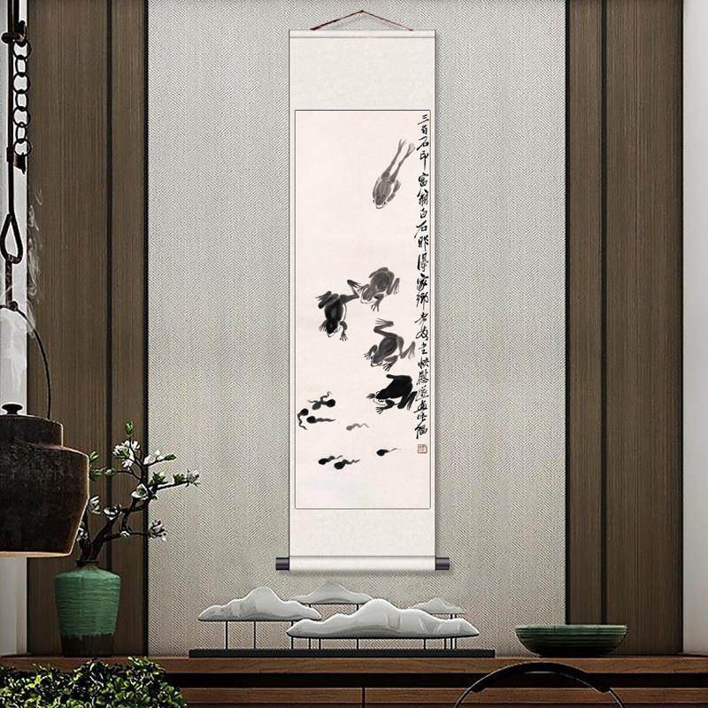 齐白石兔子国画水墨荷花白菜螃蟹虾字画仿古画公司礼品装饰壁画,家居饰品,国画,淘宝优惠券,粉丝福利购,淘宝优惠卷