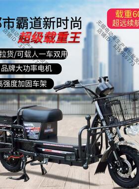 载重王拉货电动车电瓶车电摩72v二轮载货路霸外卖送餐铁皮踏板车