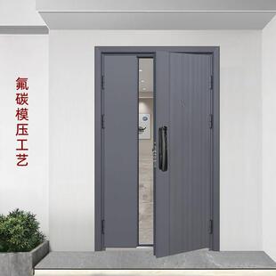 S7子母门入户门通风防盗门带气窗农村自建房门双开 关进户门室外