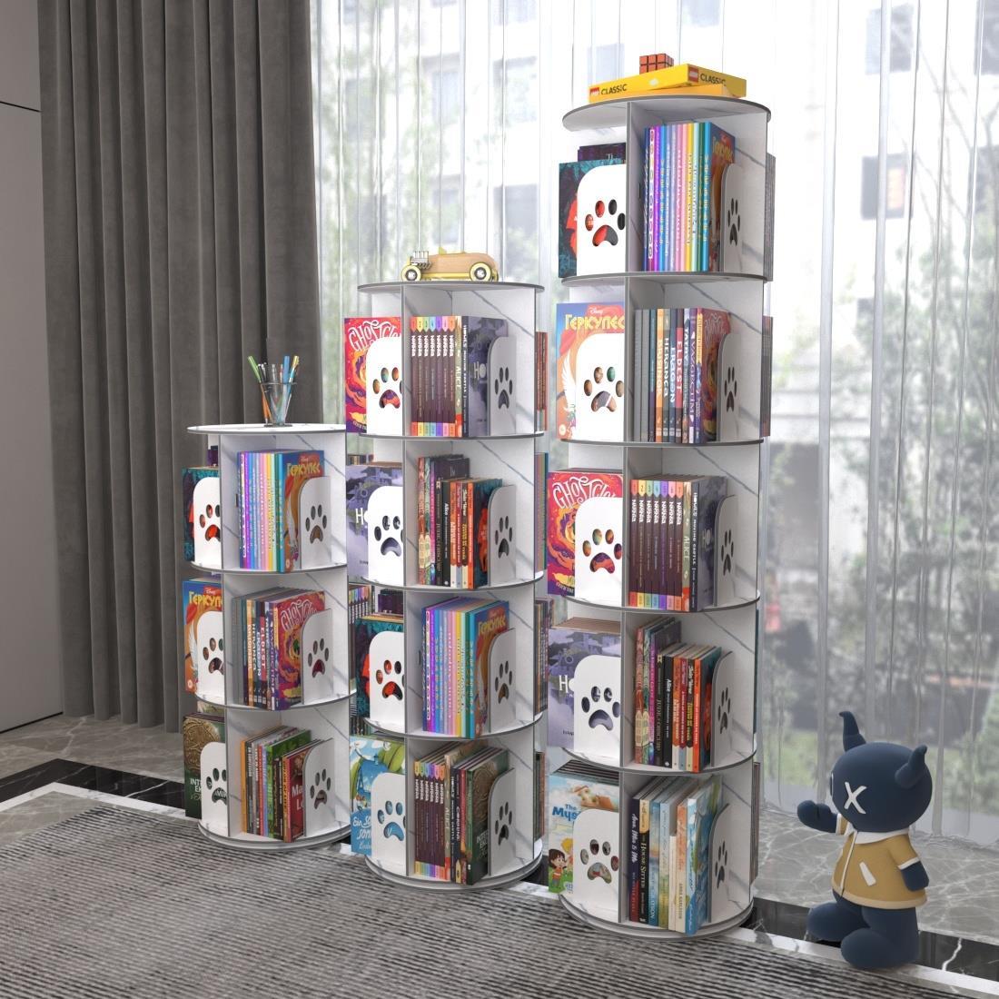 儿童书架客厅置物架床头落地多层家用小型书柜卧室木塑旋转收纳架