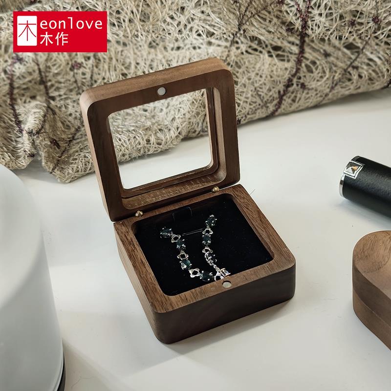 实木项链盒珍珠黄金铂金手链脚链收藏收纳盒情人节礼物饰品包装盒