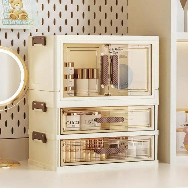 防尘梳妆台抽屉式置物架化妆品收纳盒桌面多层储蓄大容量整理柜盒