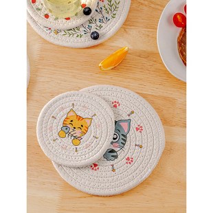 速发编织隔热垫菜意杯垫布艺家用茶几餐桌垫防烫垫耐高温碗创盘砂